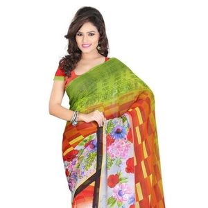 Indian chiffon saree with unstitched blouse